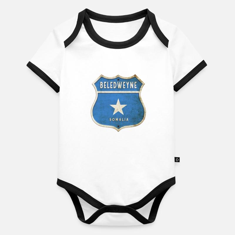 Beledweyne Somalia Wappen Flaggen Design Baby Bio-Kurzarm-Kontrastbody