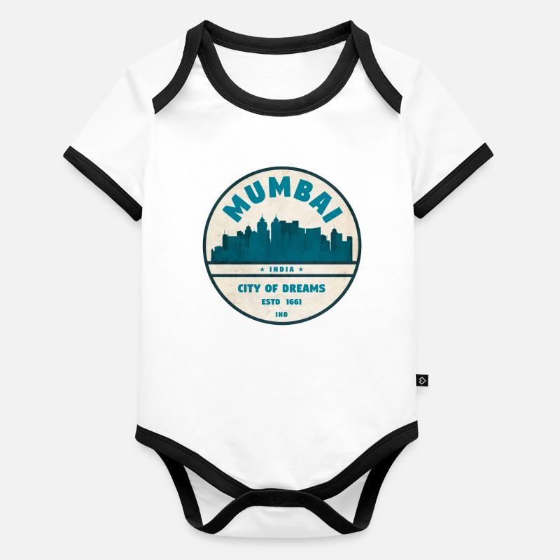 Mumbai Stadt der Träume Skyline Baby Bio-Kurzarm-Kontrastbody