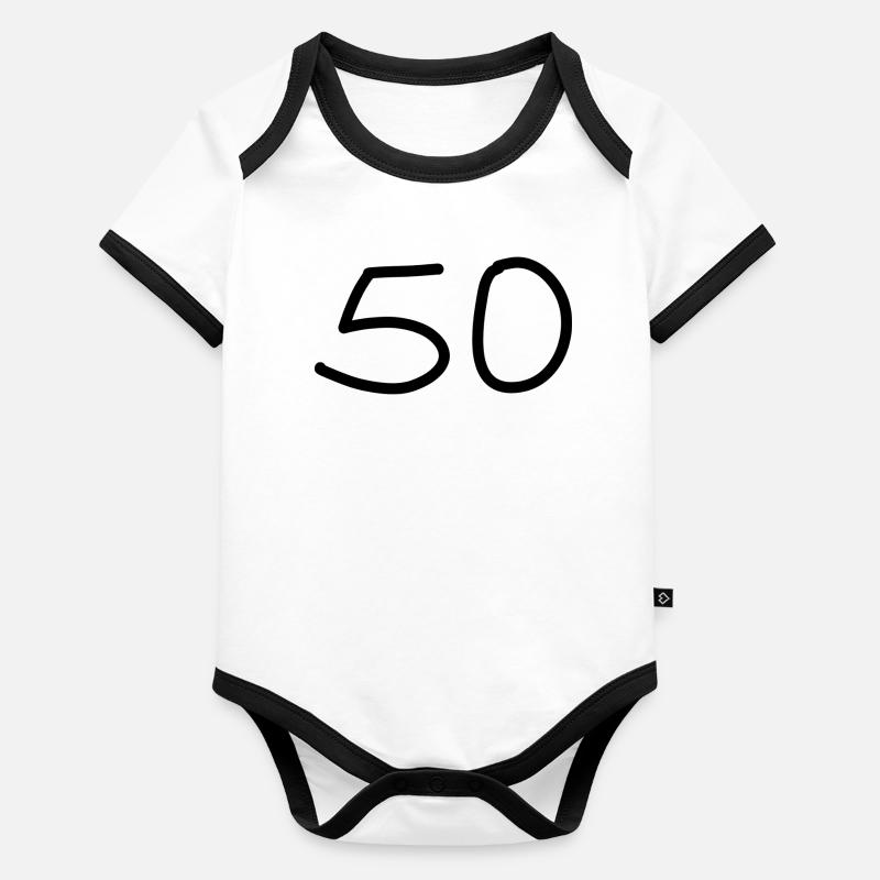 50e anniversaire cinquante numéro noir Body Bébé bio contrasté manches courtes