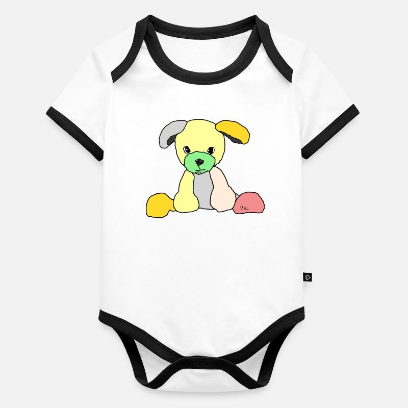 Hund Comic Baby Bio-Kurzarm-Kontrastbody