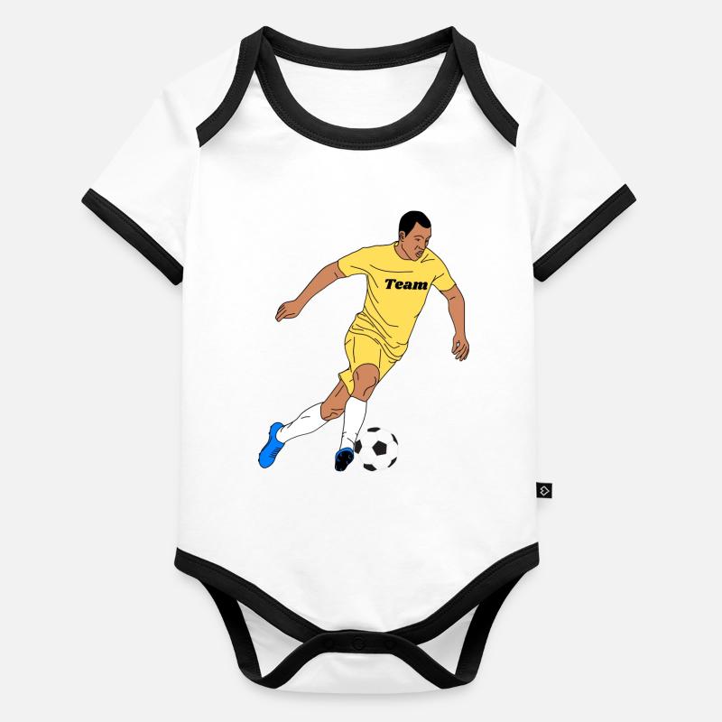 Yellow Team Player Motif Organic Baby Contrasting Bodysuit