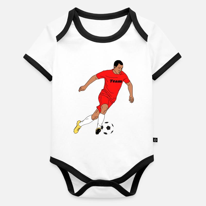 Footballeur rouge dans la conception de l’équipe Body Bébé bio contrasté manches courtes