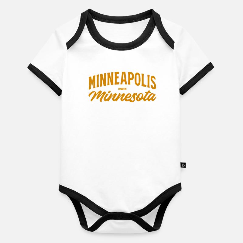 Minneapolis Script Vintage Orange Body Bébé bio contrasté manches courtes