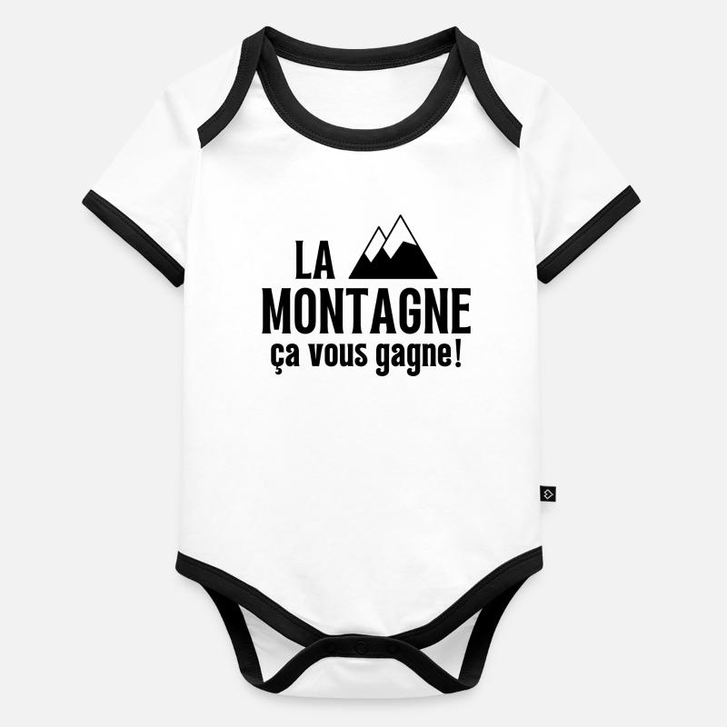 ski, skieur, fan de ski Body Bébé bio contrasté manches courtes