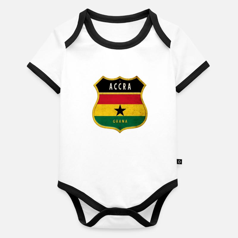 Design du drapeau d'Accra Body Bébé bio contrasté manches courtes