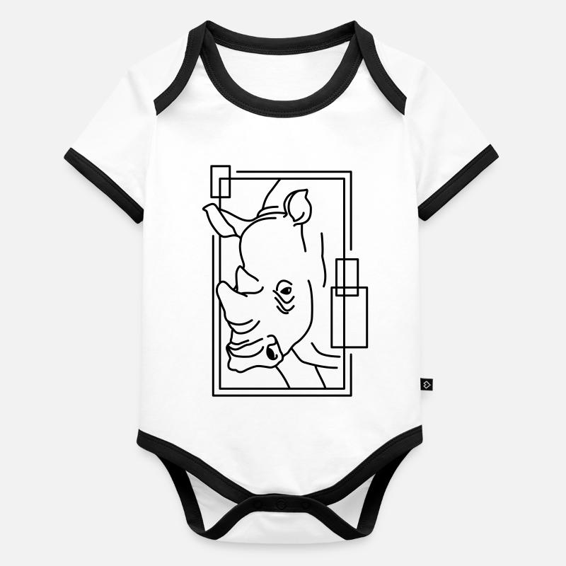 Nashorn im geometrischen Design Baby Bio-Kurzarm-Kontrastbody