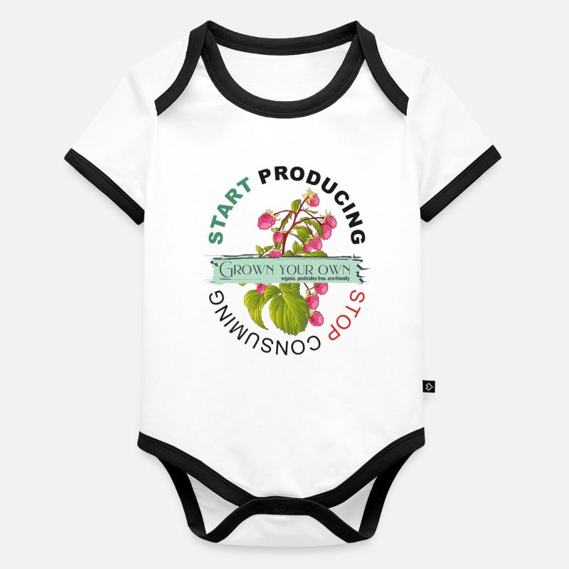COMMENCER À PRODUIRE | ARRÊTEZ DE CONSOMMER Body Bébé bio contrasté manches courtes