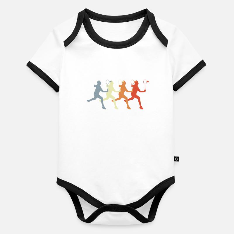Retro Badminton Baby Bio-Kurzarm-Kontrastbody