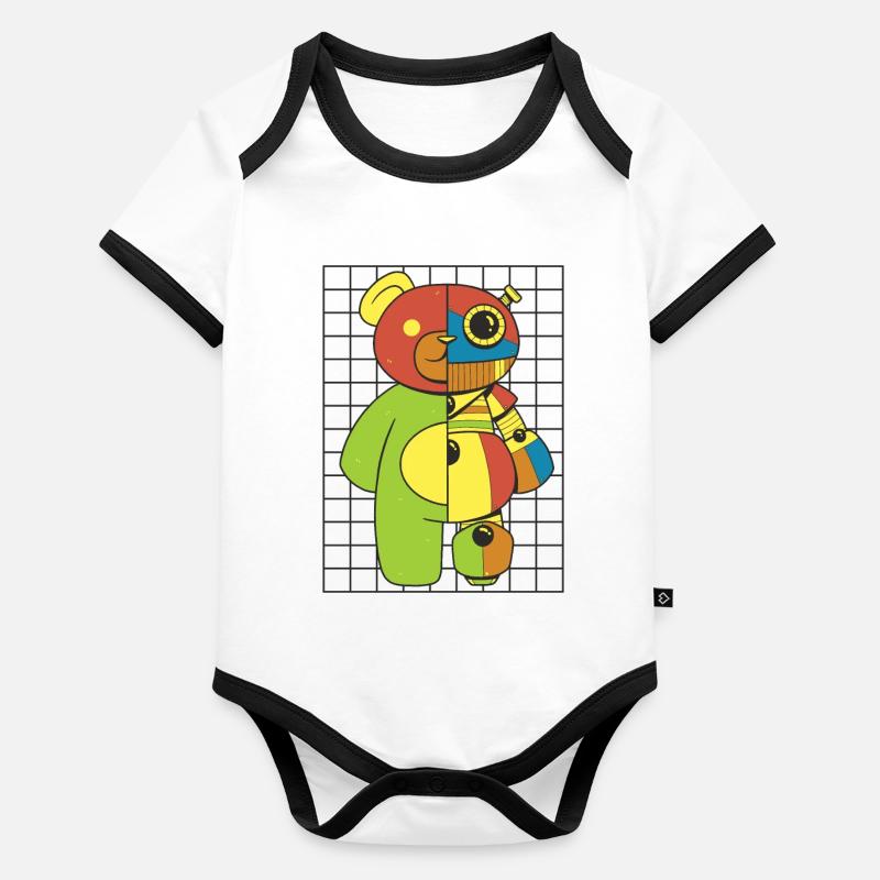 Teddybär, Roboter Baby Bio-Kurzarm-Kontrastbody