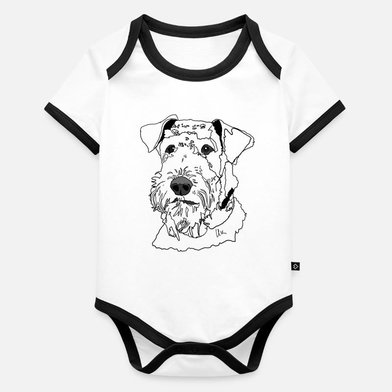 Airedale Terrier Body Bébé bio contrasté manches courtes