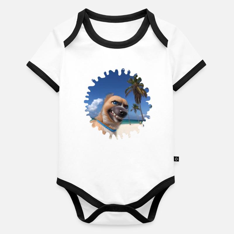 Crazy Beach Dog Baby Bio-Kurzarm-Kontrastbody