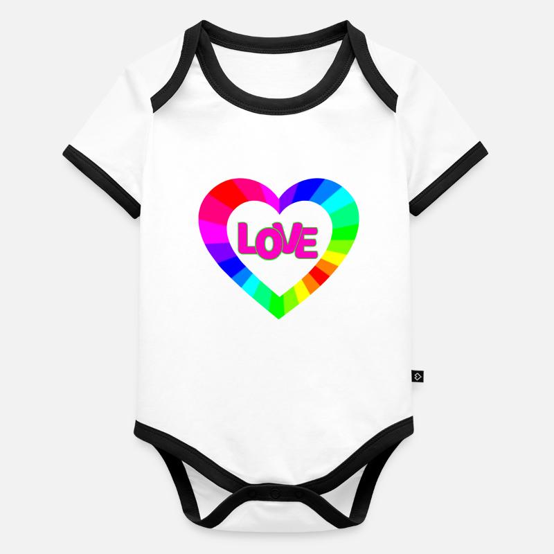 NeonLOVE Rainbow Heart Organic Baby Contrasting Bodysuit