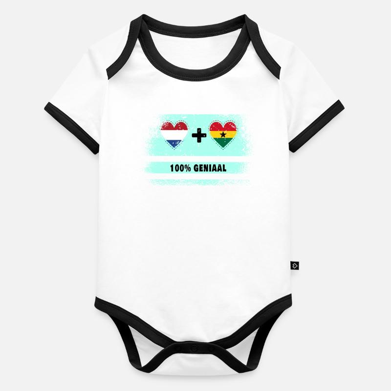 Drapeau 100% Genius du Ghana et des Pays-Bas Body Bébé bio contrasté manches courtes