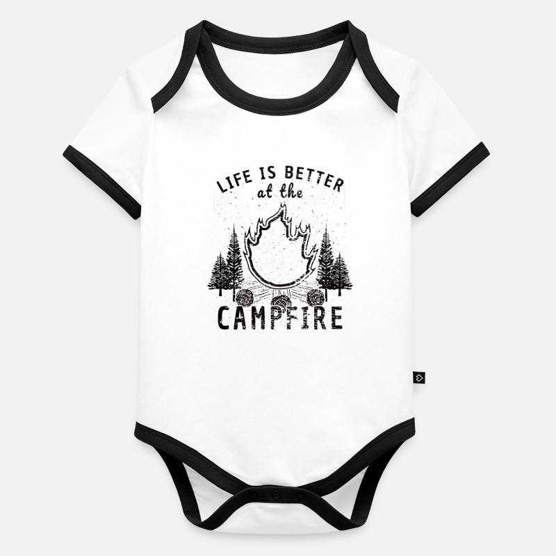 Life Is Better at the Campfire Baby Bio-Kurzarm-Kontrastbody