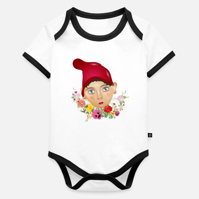 Der Kasper oder auch Kasperle als Puppen Porträt Baby Bio-Kurzarm-Kontrastbody