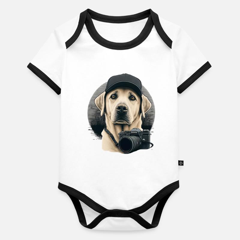 Labrador photographe Body Bébé bio contrasté manches courtes