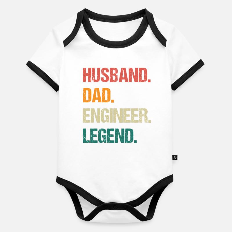 Husband Dad Engineer Legend Quote Organic Baby Contrasting Bodysuit