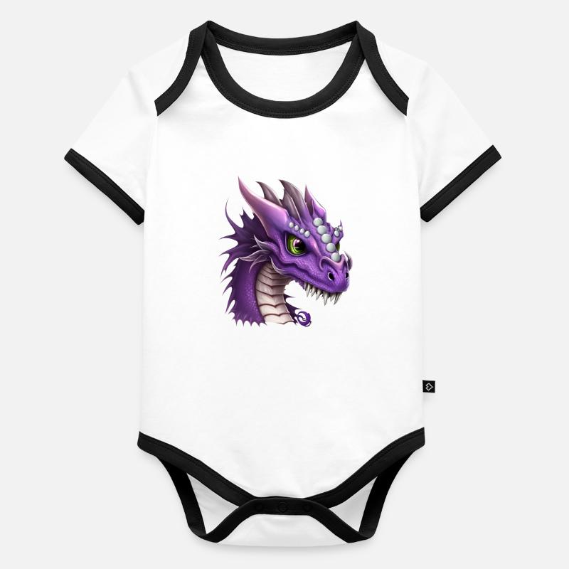 Purple Fantasy Dragon Organic Baby Contrasting Bodysuit
