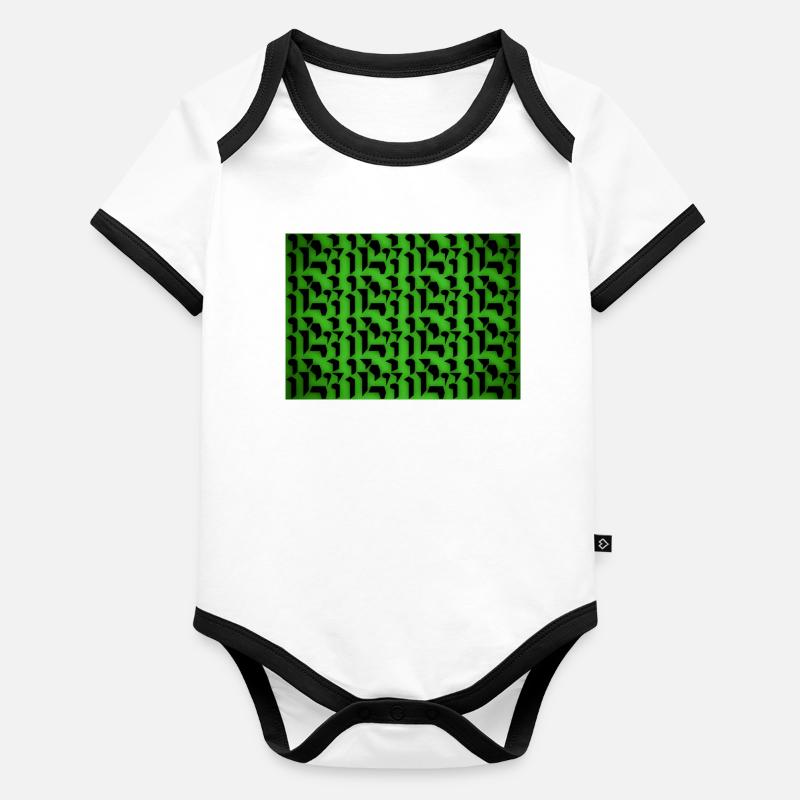 Deco pattern shapes and objects in green-black Organic Baby Contrasting Bodysuit