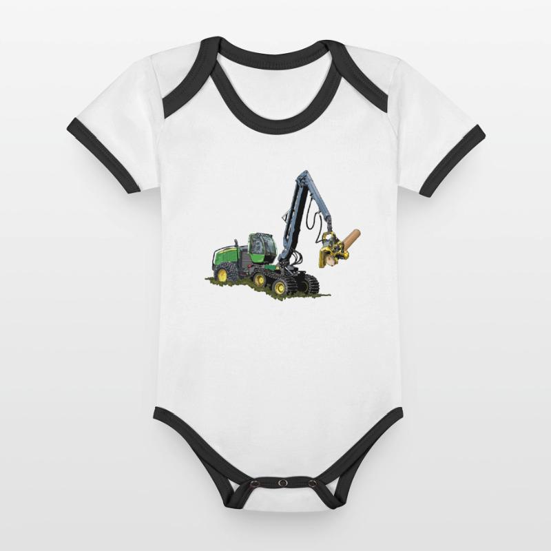 Moissonneuse-batteuse, Moissonneuse-batteuse Body Bébé bio contrasté manches courtes