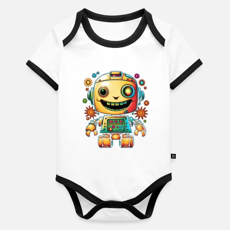 Neon Robot Pop Gear Organic Baby Contrasting Bodysuit