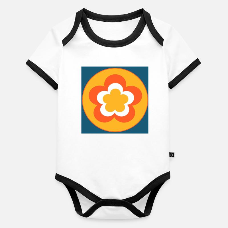 70s Flower Pattern Organic Baby Contrasting Bodysuit