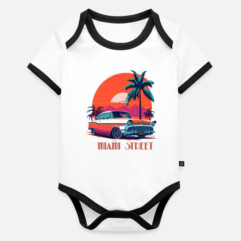 RUE DE MIAMI Body Bébé bio contrasté manches courtes