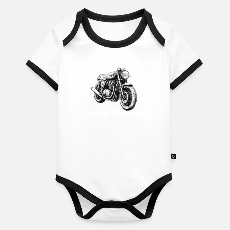 Cafe Racer blanc Body Bébé bio contrasté manches courtes