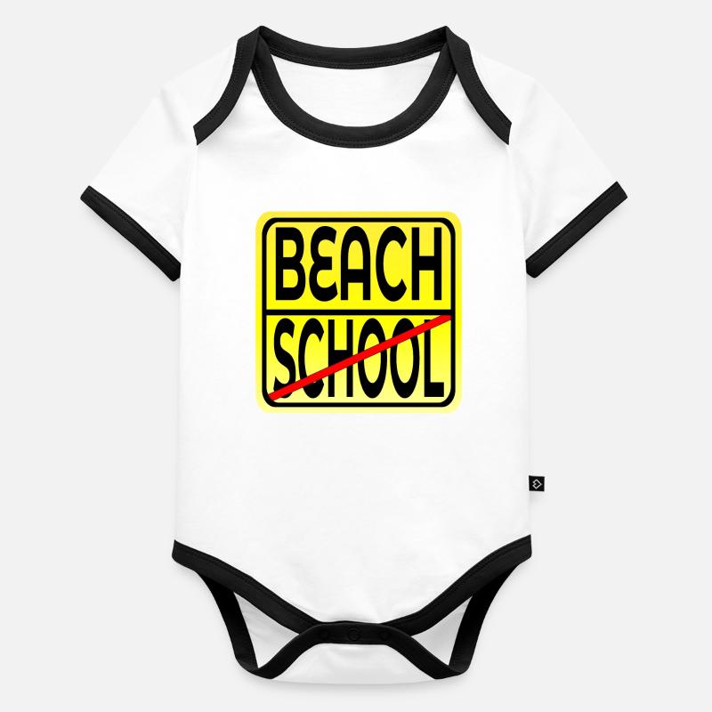 FIN DE L’ÉCOLE VACANCES D’ÉTÉ VACANCES À LA PLAGE Body Bébé bio contrasté manches courtes