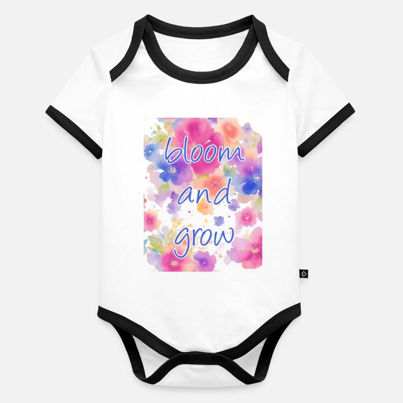 Fleurir et grandir Body Bébé bio contrasté manches courtes