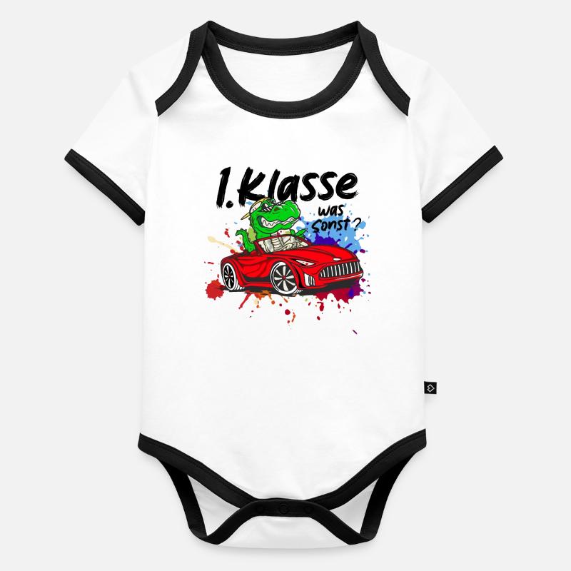 Schulkind Einschulung 2026 1. Klasse Geschenk Baby Bio-Kurzarm-Kontrastbody
