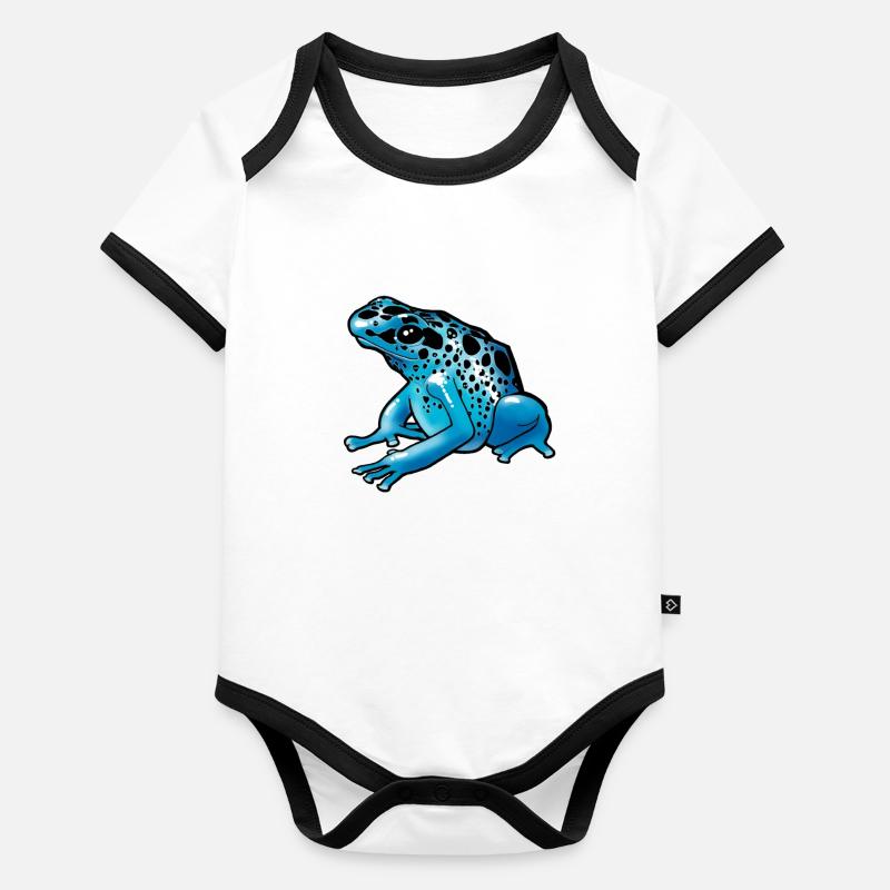 Grenouille bleue brillante à tachetés Body Bébé bio contrasté manches courtes