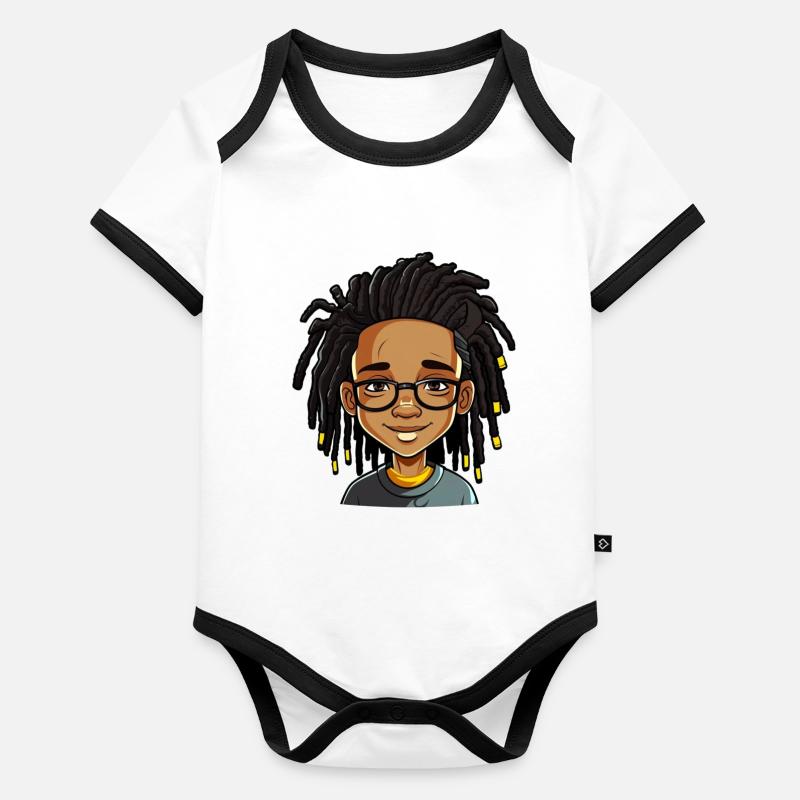 Dreadlocks with a friendly face Organic Baby Contrasting Bodysuit