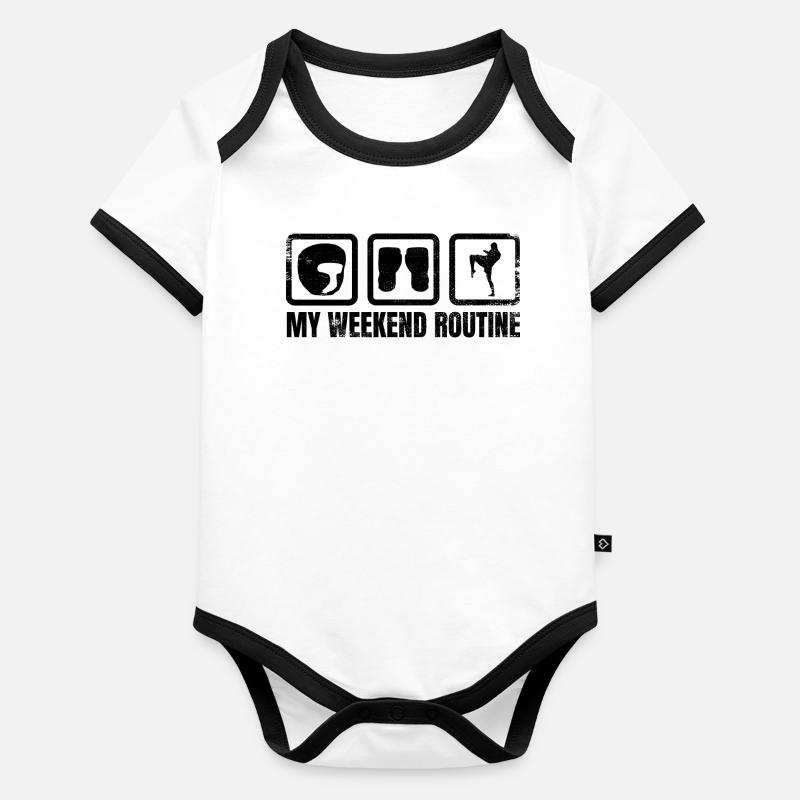 Week-end kickboxer amusant Body Bébé bio contrasté manches courtes