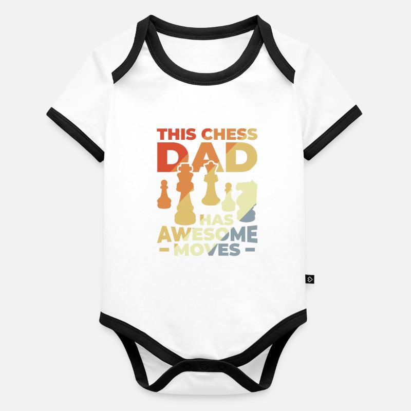 Schach Papa Baby Bio-Kurzarm-Kontrastbody