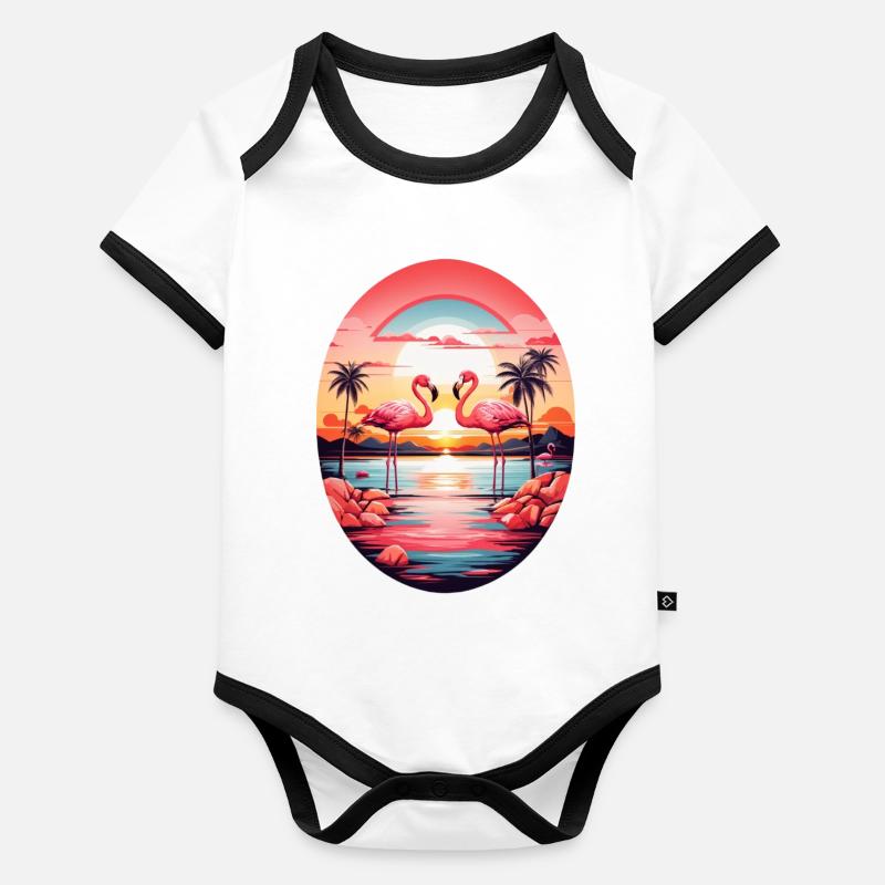 Flamingos Organic Baby Contrasting Bodysuit
