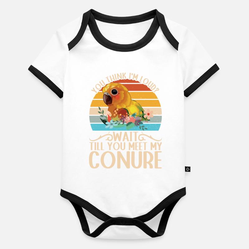 Vous pensez que je suis bruyant? Conure de perruche Design Body Bébé bio contrasté manches courtes