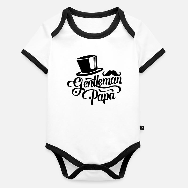 Design Élégant : 'Gentleman Papa Body Bébé bio contrasté manches courtes
