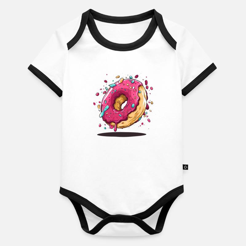 Conception de beignets Body Bébé bio contrasté manches courtes