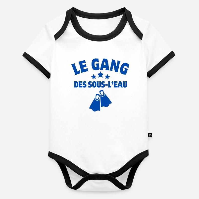 plongée sous-marine, plongeur, plongée Body Bébé bio contrasté manches courtes