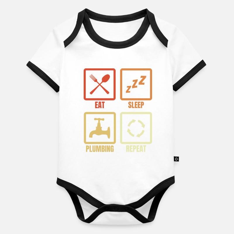 Manger, dormir, plomber, répéter Body Bébé bio contrasté manches courtes