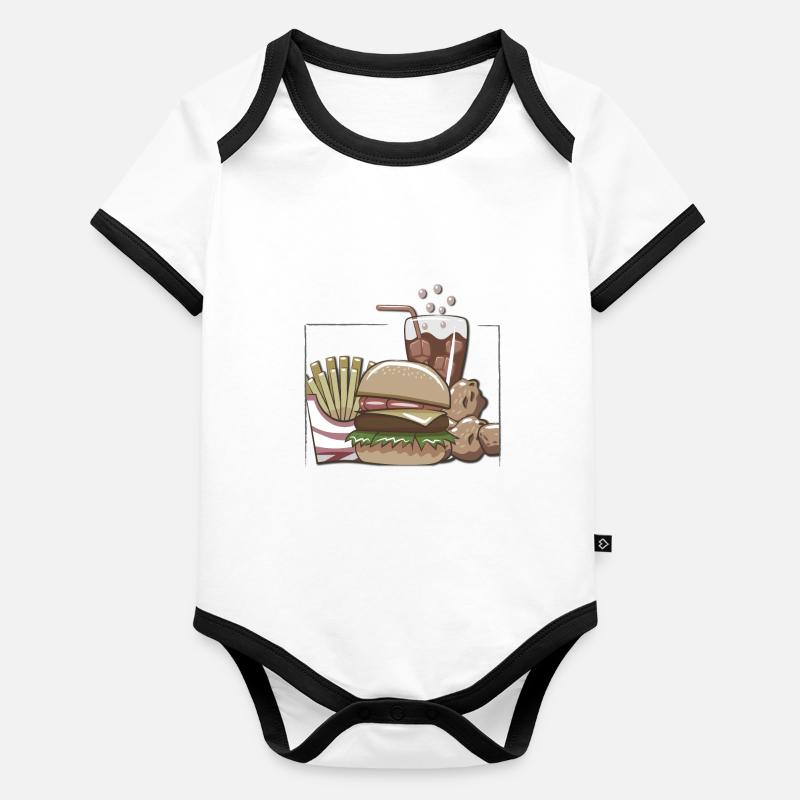 fast food >> eingerahmt Baby Bio-Kurzarm-Kontrastbody