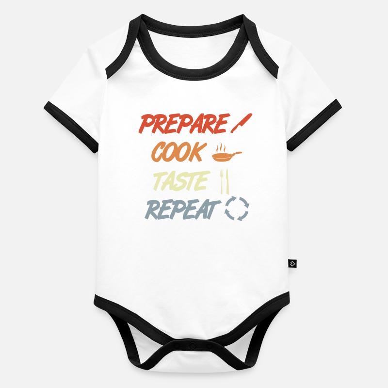 Préparer, Cuisiner, Goûter, Répéter Body Bébé bio contrasté manches courtes