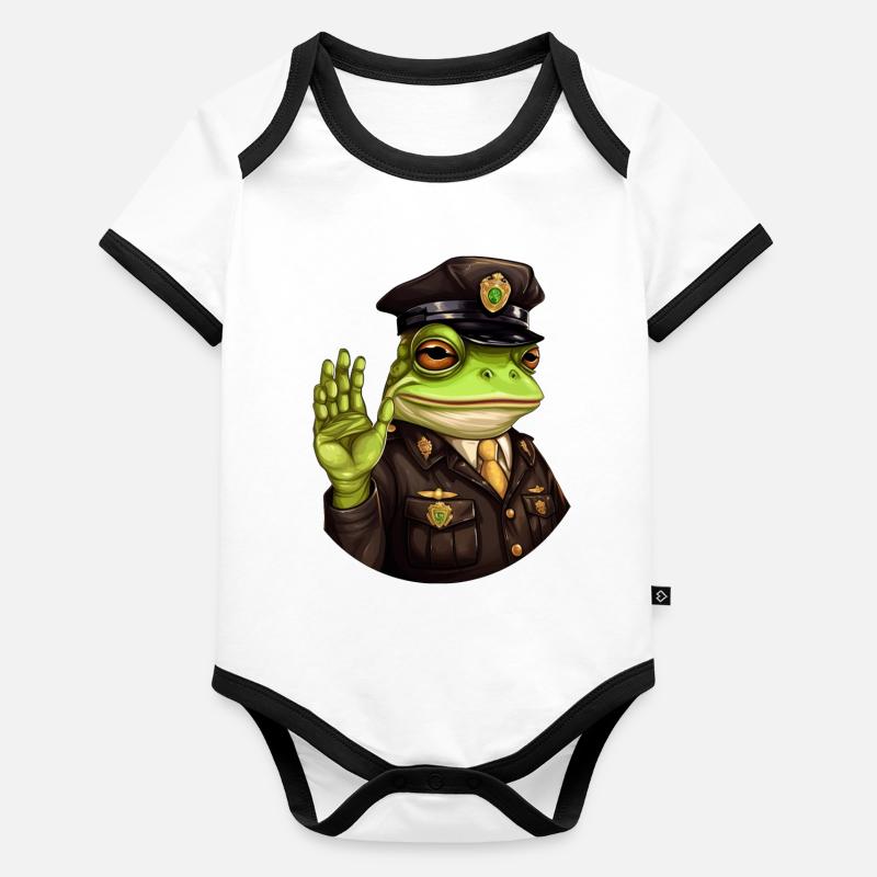 Frog Policeman Organic Baby Contrasting Bodysuit