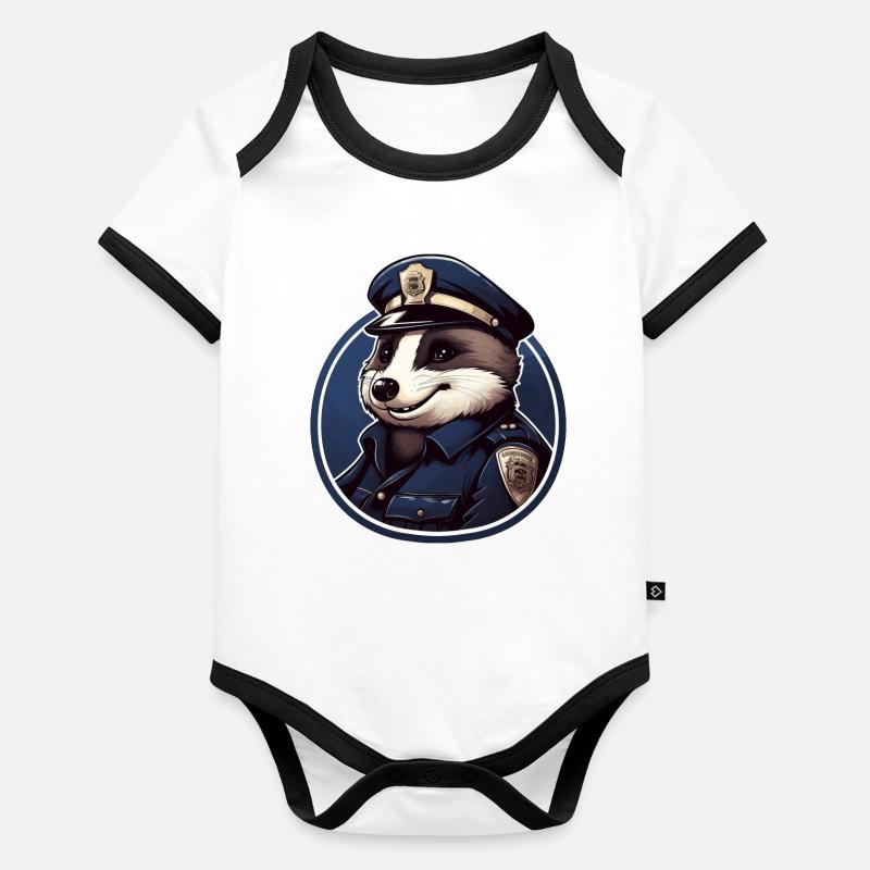 Dachs Polizei Baby Bio-Kurzarm-Kontrastbody