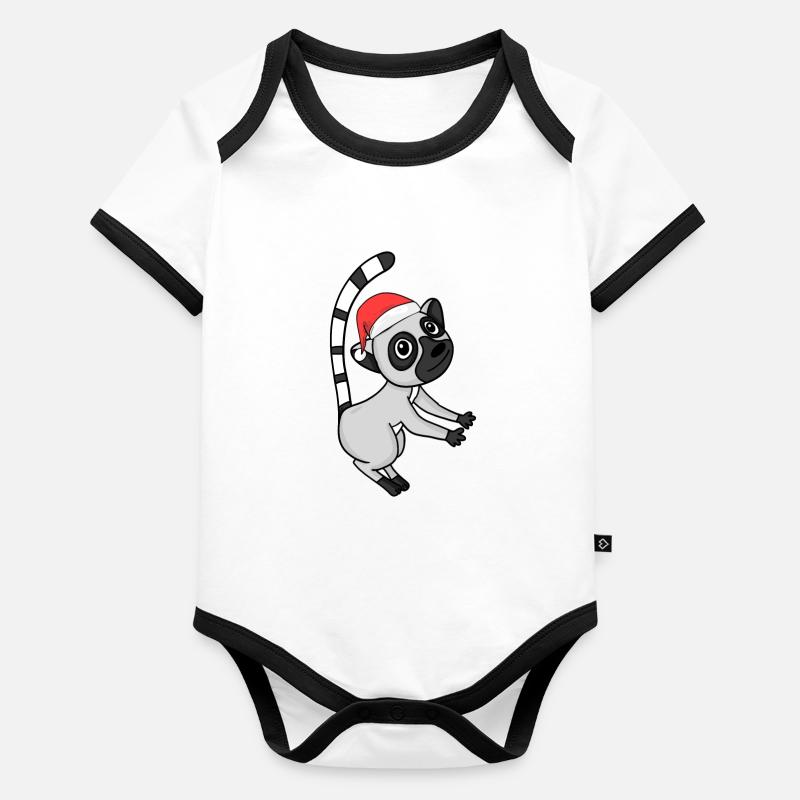 Noël des lémuriens Body Bébé bio contrasté manches courtes