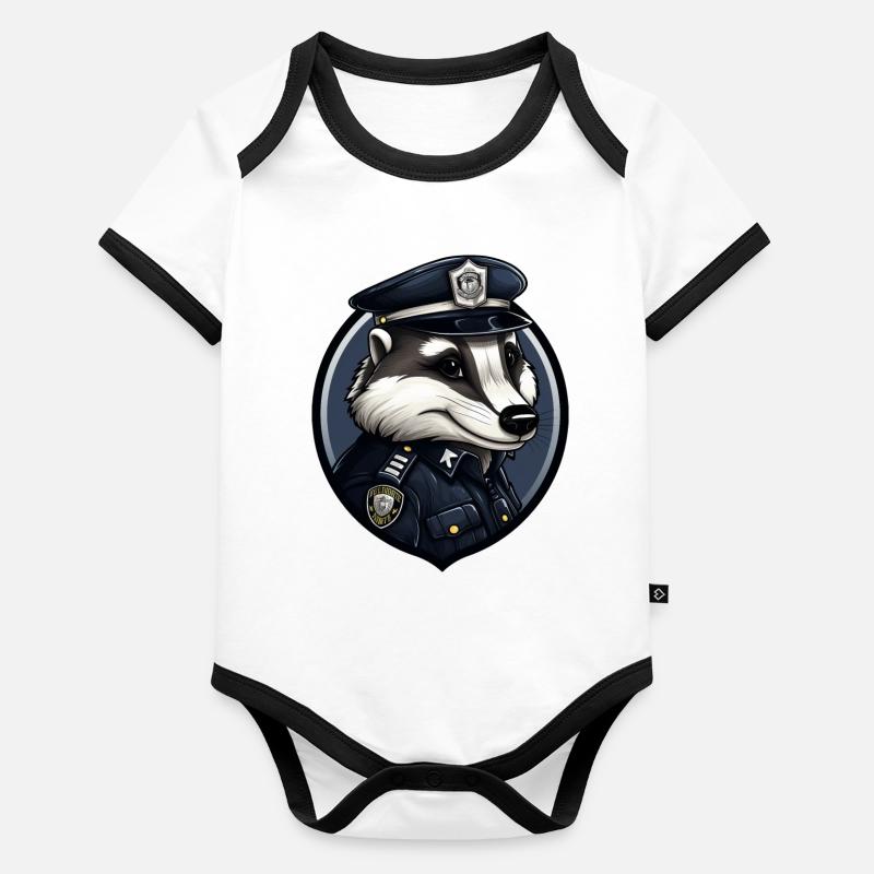 Dachs Polizei Baby Bio-Kurzarm-Kontrastbody
