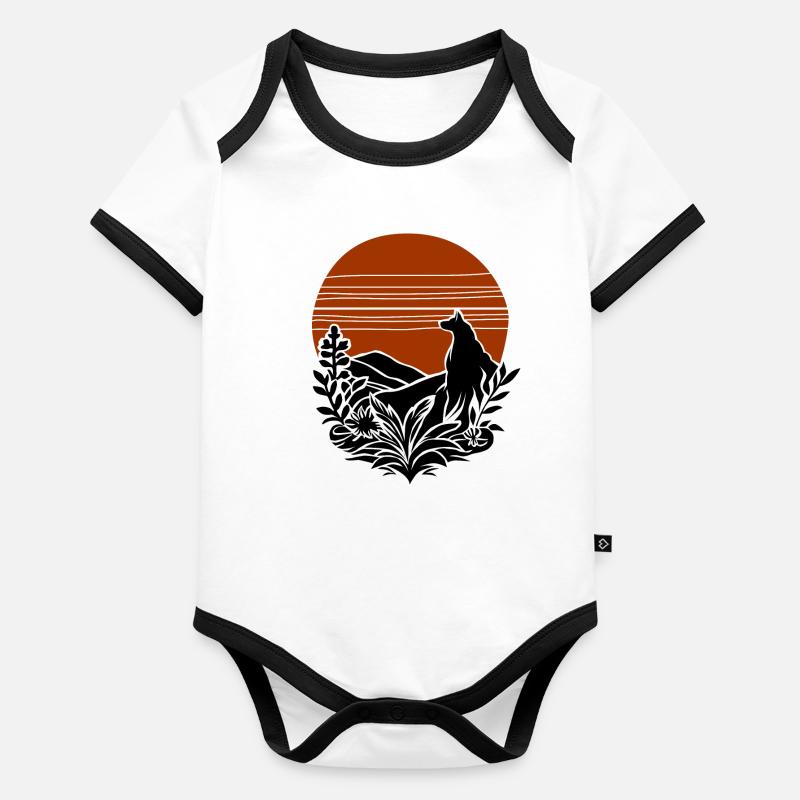 vintage wolf Baby Bio-Kurzarm-Kontrastbody