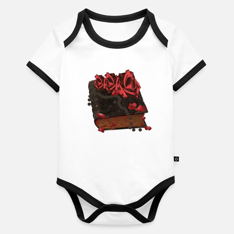 Bücher Design, Blutflecken, Rosenblüten Baby Bio-Kurzarm-Kontrastbody