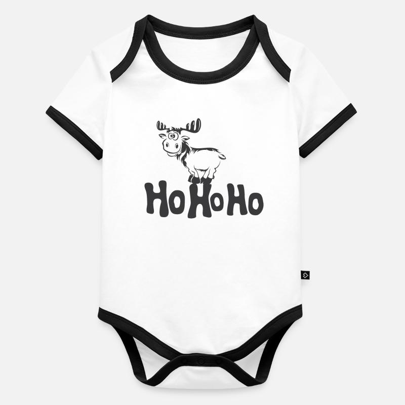 Hohoho drôle renne Noël Noël animaux Body Bébé bio contrasté manches courtes